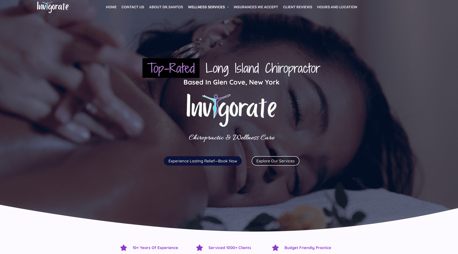 Invigorate Chiropractic website design by Melloware Dev in Glen Cove, NY